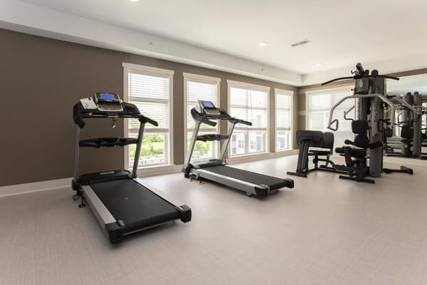 Fitness room with exercise equipment
