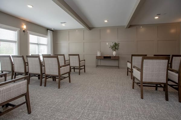 Interior view of a meeting room with chairs