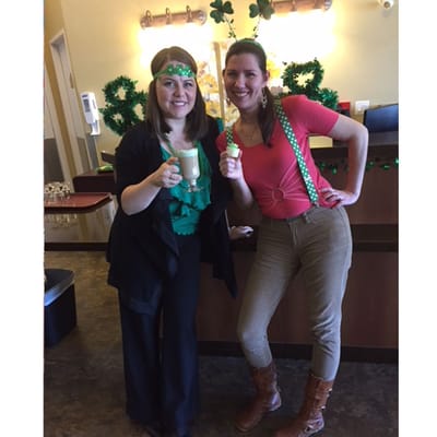 Staff engaging residents during a festive event