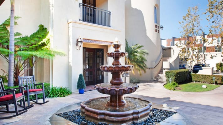 Outdoor fountain in front of the facility