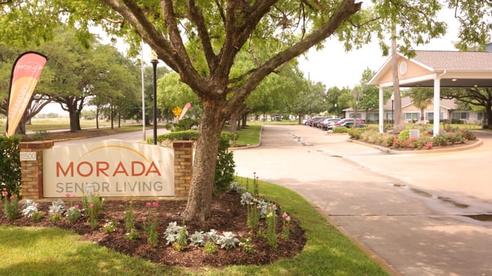 Entrance sign for Morada Senior Living facility