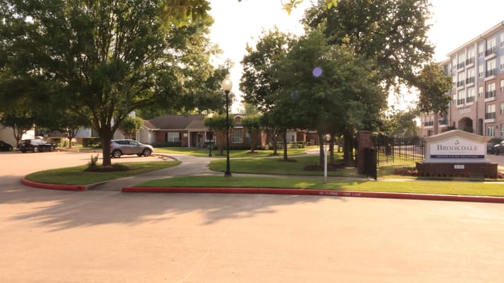 Exterior view of Brookdale The Heights with landscaped areas