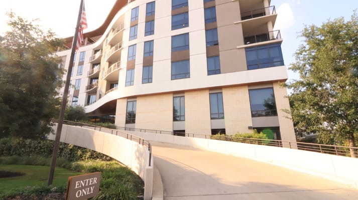 Exterior view of Clearwater at The Heights with an entrance sign