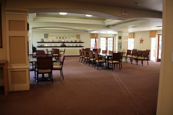 Interior view of a common area with seating