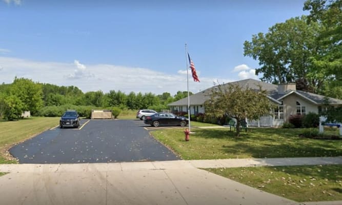 View of the facility's exterior and parking area