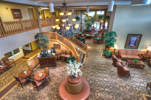 Common area with seating and decorative plants
