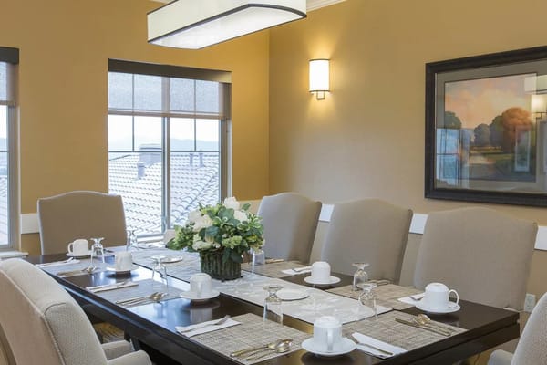 Tastefully arranged dining room set for a meal