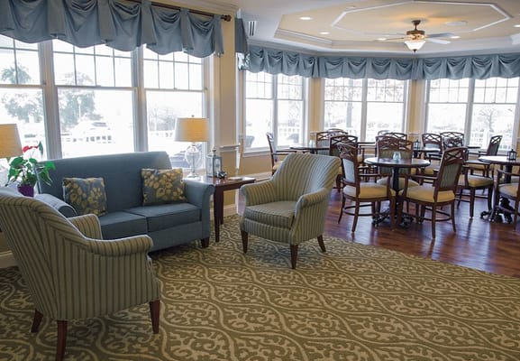 Bright common area with comfortable seating