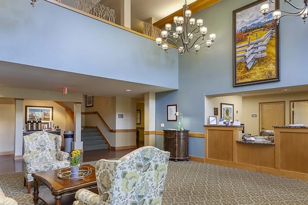 Interior view of a welcoming lobby with seating and decor