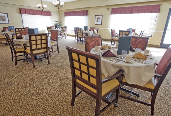 Dining area set up for meals