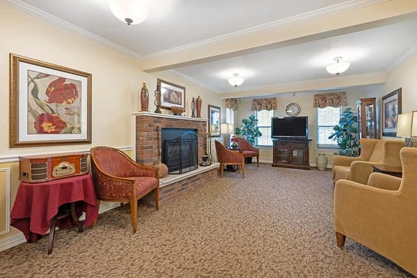 Comfortable common area with seating and decor