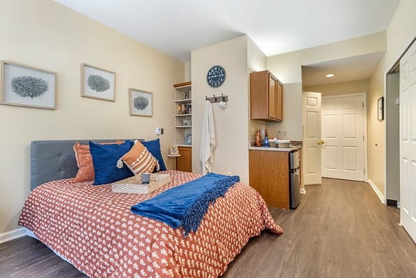 Bright and cozy interior of a resident's room