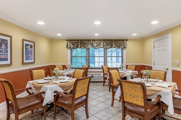Dining area with tables set for meals