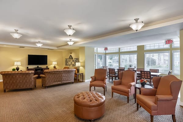 Common area with seating and natural light
