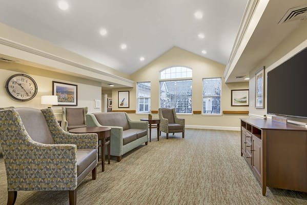 Bright common area with comfortable seating