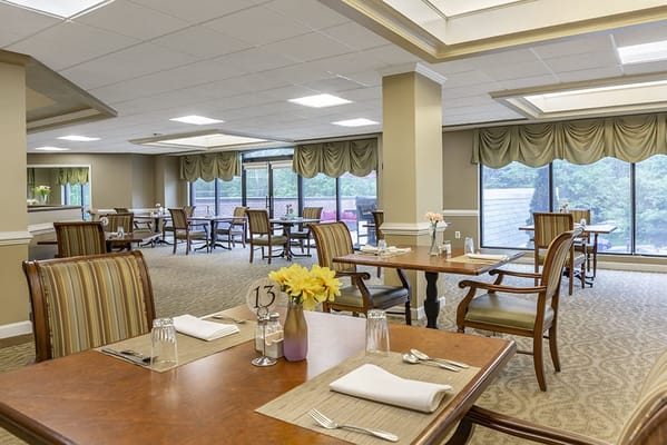 Elegant dining room setup with natural light