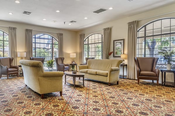 Bright and spacious lounge area with seating