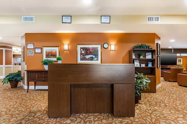 Welcoming reception area with plants and artwork