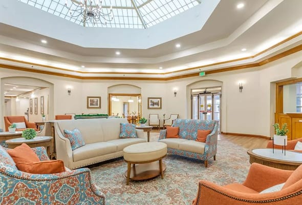 Comfortable common area with seating and natural light