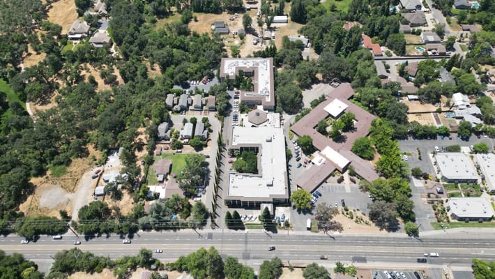 Aerial view of Atria Carmichael Oaks campus
