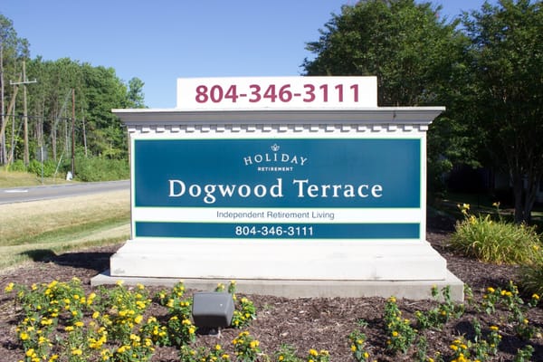 Sign for Dogwood Terrace at the entrance