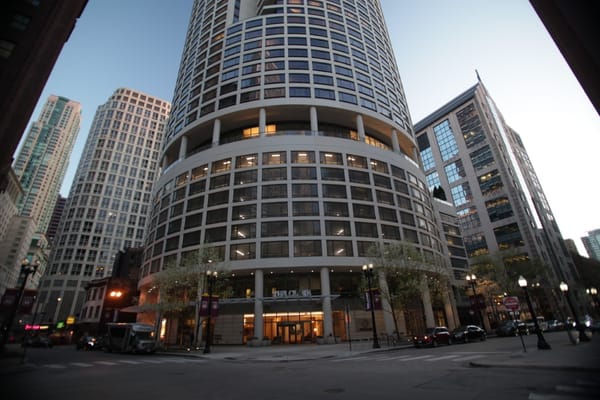 View of The Clare building in downtown Chicago