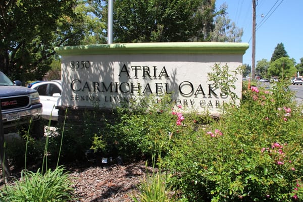 Signage at the entrance of Atria Carmichael Oaks