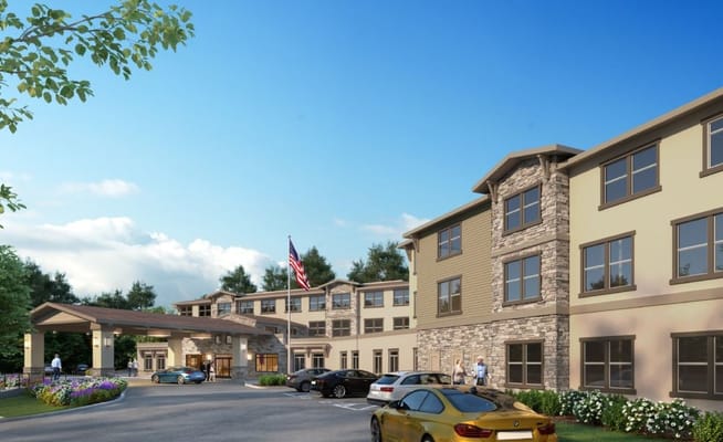 Entrance of The Grove at Los Gatos with cars parked and residents outside.
