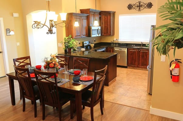Modern interior kitchen and dining area