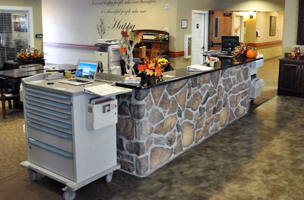 View of the reception area with autumn decorations