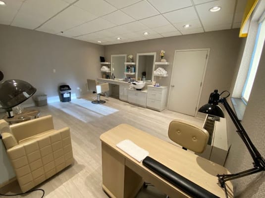 Interior view of a beauty salon area