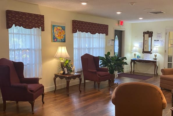 Interior common area with chairs and decor