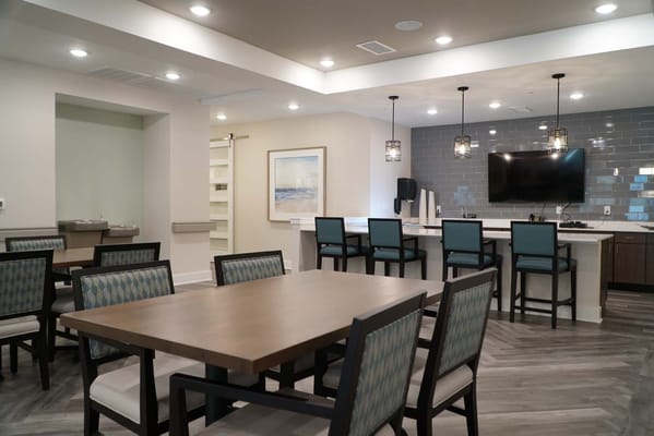 Dining area with modern decor and seating