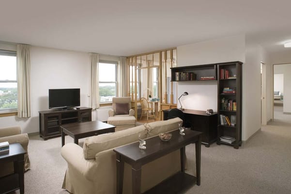 Bright interior of a living room with furniture