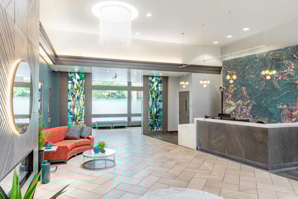 Bright and welcoming interior of a lobby area