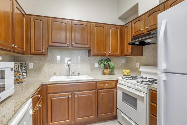 Well-equipped kitchen in a senior living facility