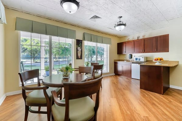 Bright and inviting common area with large windows