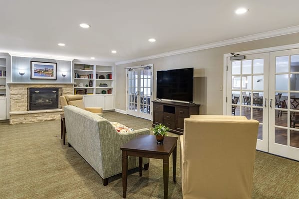 Bright common area with comfortable seating