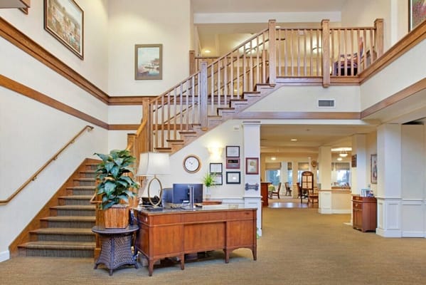 Interior view of the facility's lobby with staircase