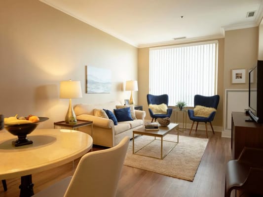 Bright, cozy interior of a resident's room