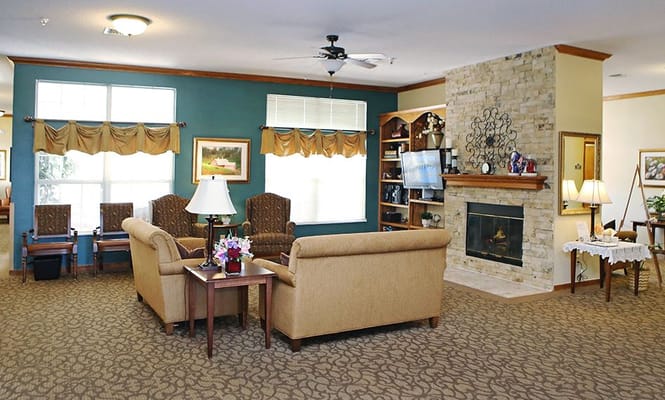 Comfortable common area with seating and decor
