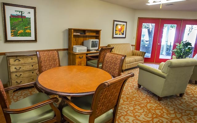 Cozy common area with seating and table setup