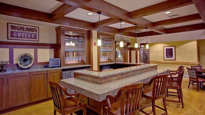 Interior view of a dining area in a senior living facility