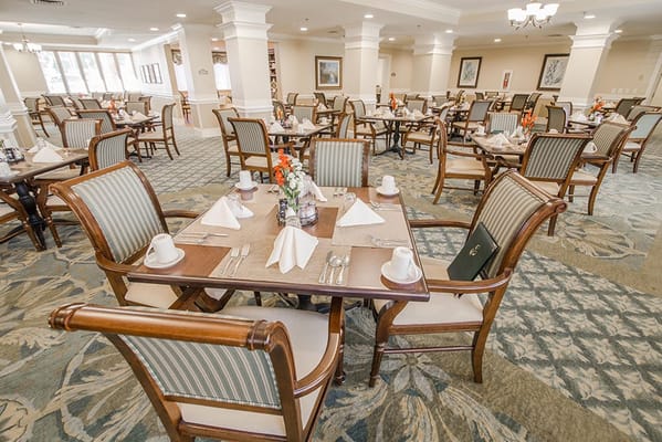 Interior dining area set up for meals