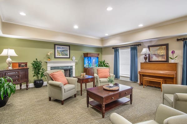 Bright and inviting common area with seating and decor
