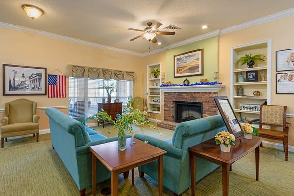 Comfortable common area with seating and decor