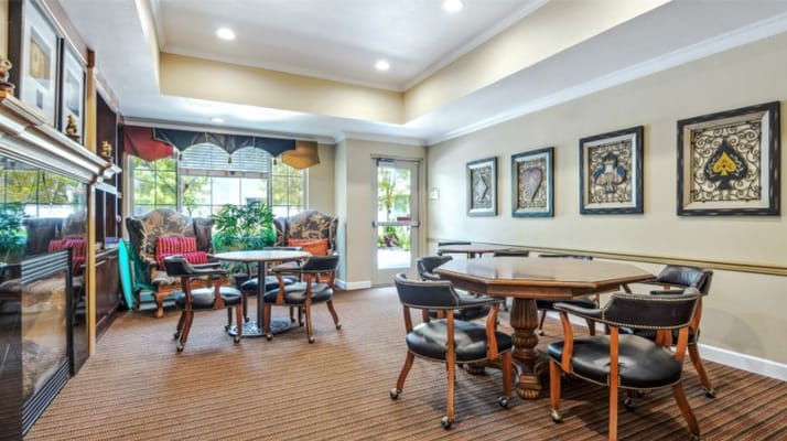 Common area with seating and artwork