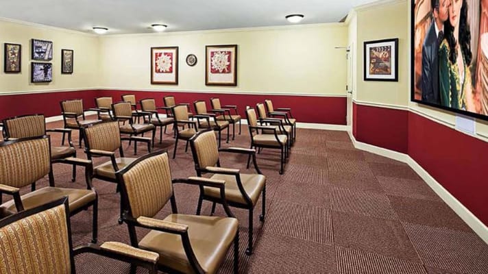 Interior view of a common area with chairs and decor