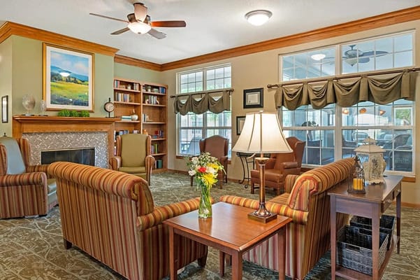 Cozy common area with comfortable seating and natural light