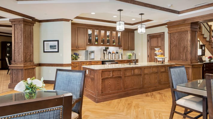 Bright dining area with a modern kitchen